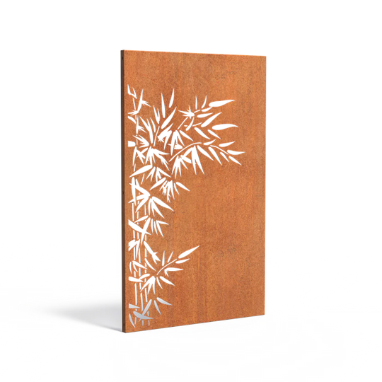 Cortenstahlzaun mit Ausschnitt: Bambus