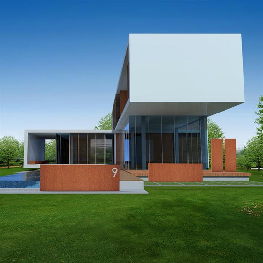 Mauer aus Cortenstahl