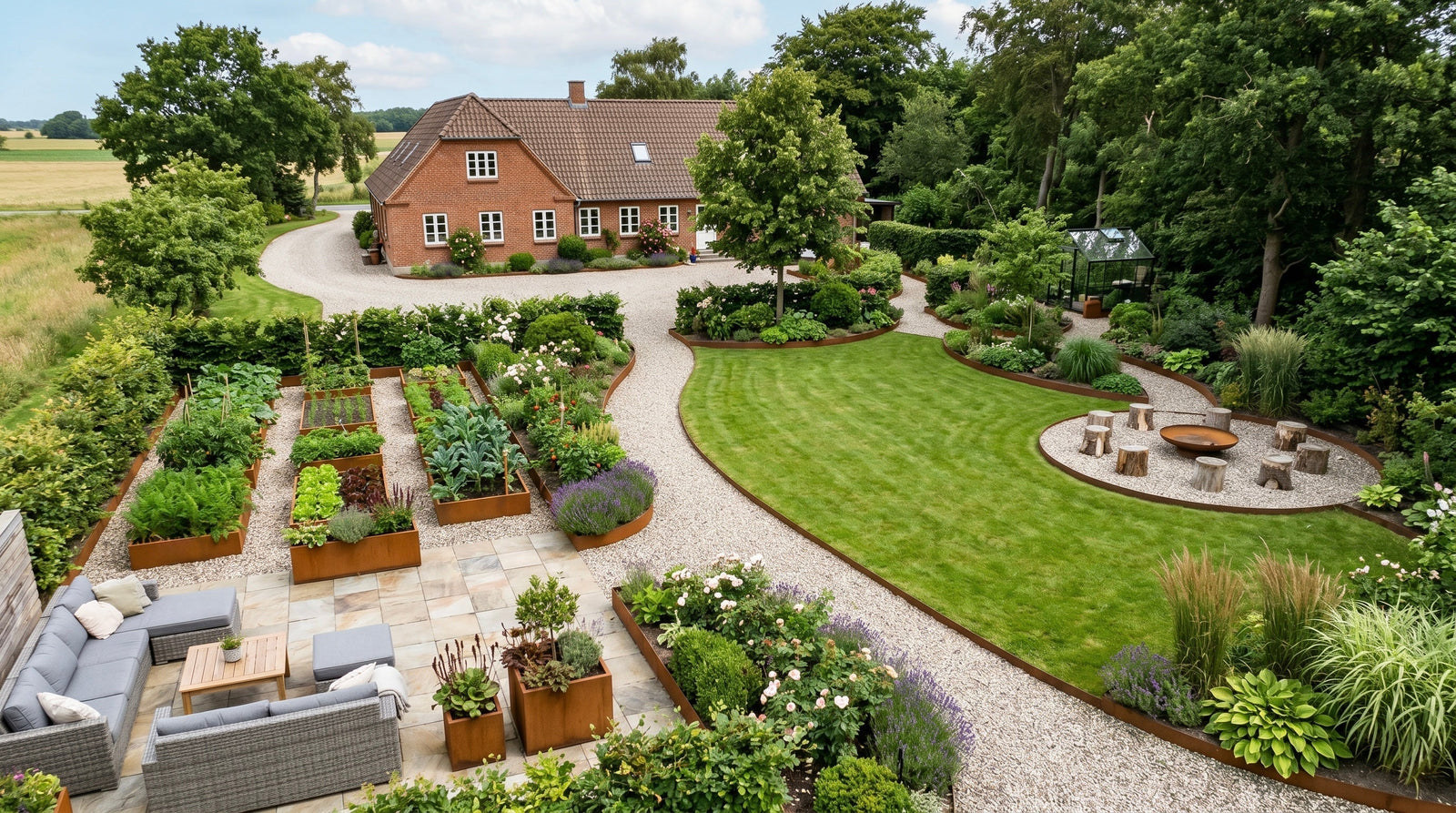 5 Gartenzonen, die Sie mit Cortenstahl gestalten können