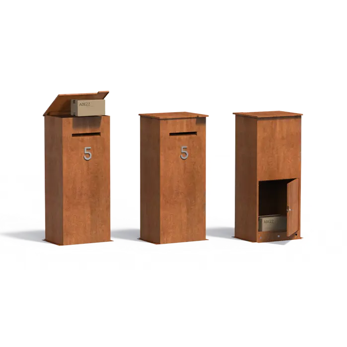 Briefkasten aus Cortenstahl - Briefe und Pakete Modell