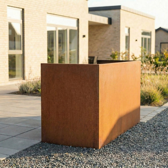 Mülltonnenverkleidung aus Cortenstahl - schlichtes Modell