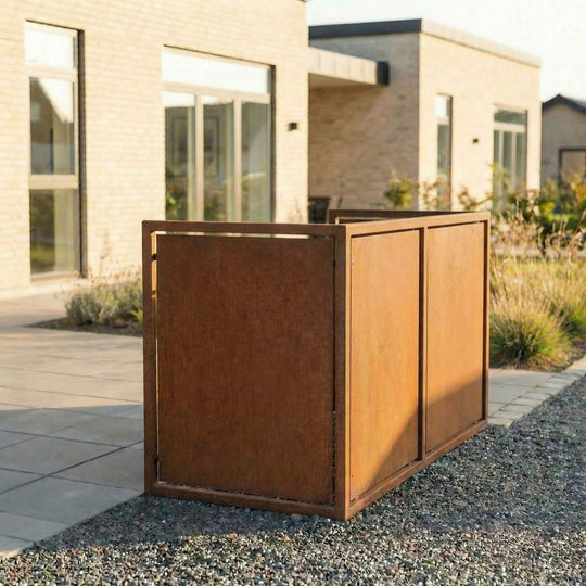 Mülltonnenverkleidung aus Cortenstahl - schwere Ausführung