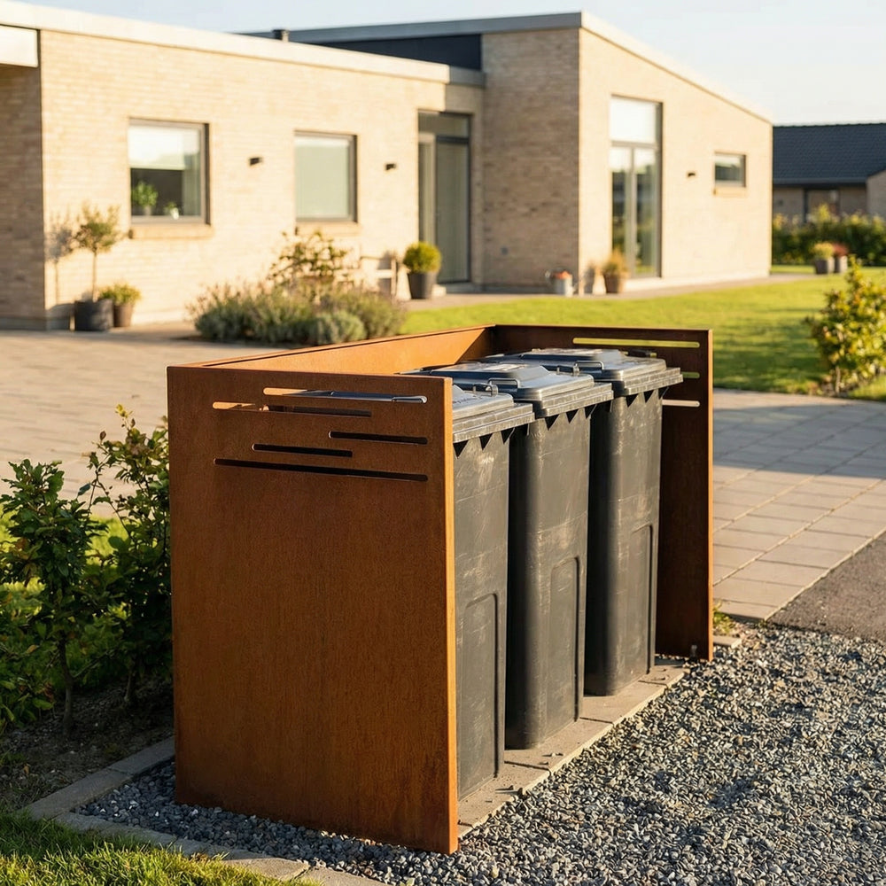 Mülltonnenverkleidung aus Cortenstahl - Designmodell