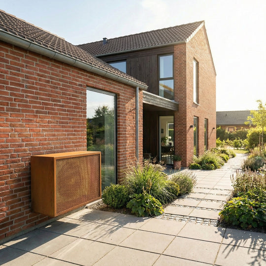 Wärmepumpenabdeckung aus Cortenstahl