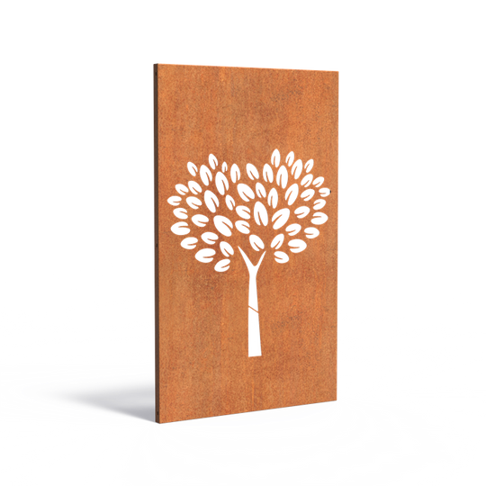Cortenstahlzaun mit Ausschnitt: Holz 2