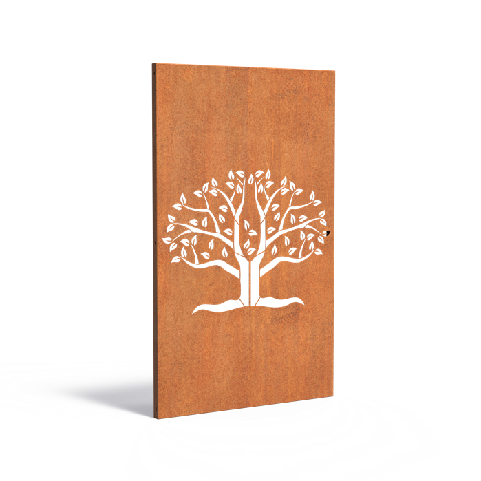 Cortenstahlzaun mit Ausschnitt: Holz 3