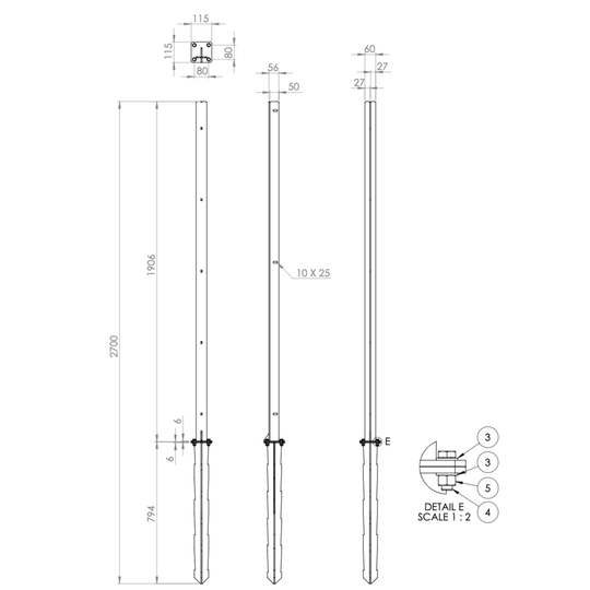 Lackierter Stahlzaun, Breite 800mm