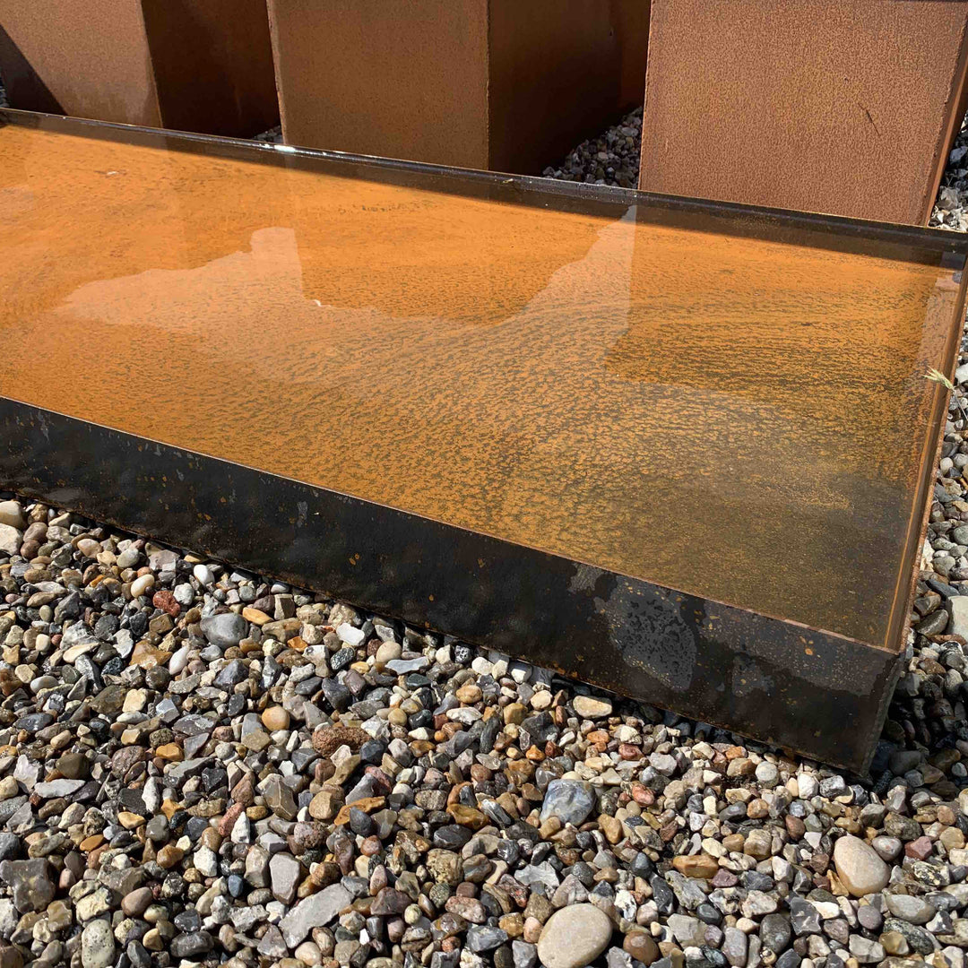 Wasserbecken 200 x 100cm, Cortenstahl / Schwarz lackiert