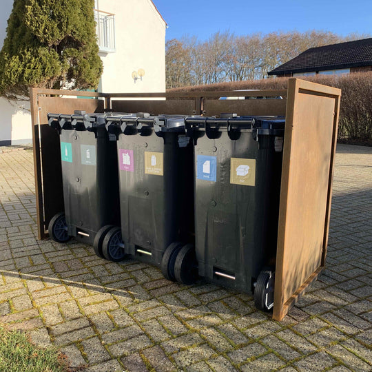 Mülltonnenunterstände aus Cortenstahl - schwere Ausführung