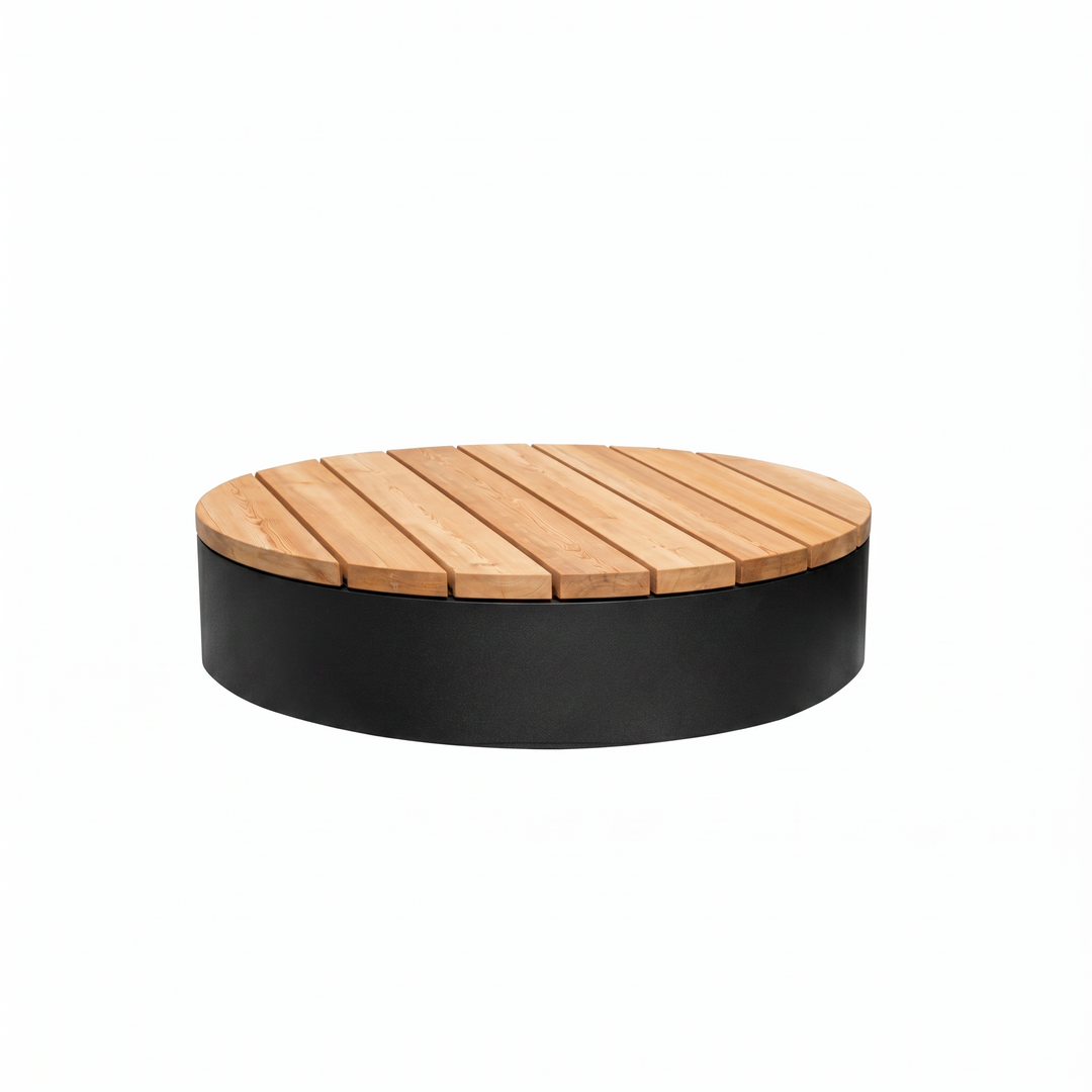 Runde Bank/Plattform aus pulverbeschichtetem Stahl